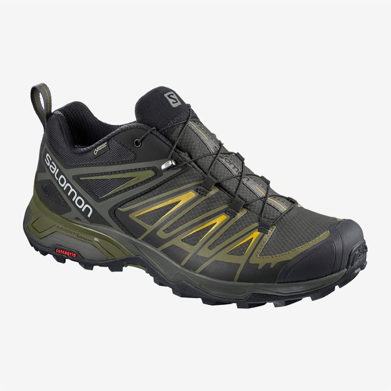 Salomon X ULTRA 3 GTX Mens Hiking Shoes Olive UK MFRO